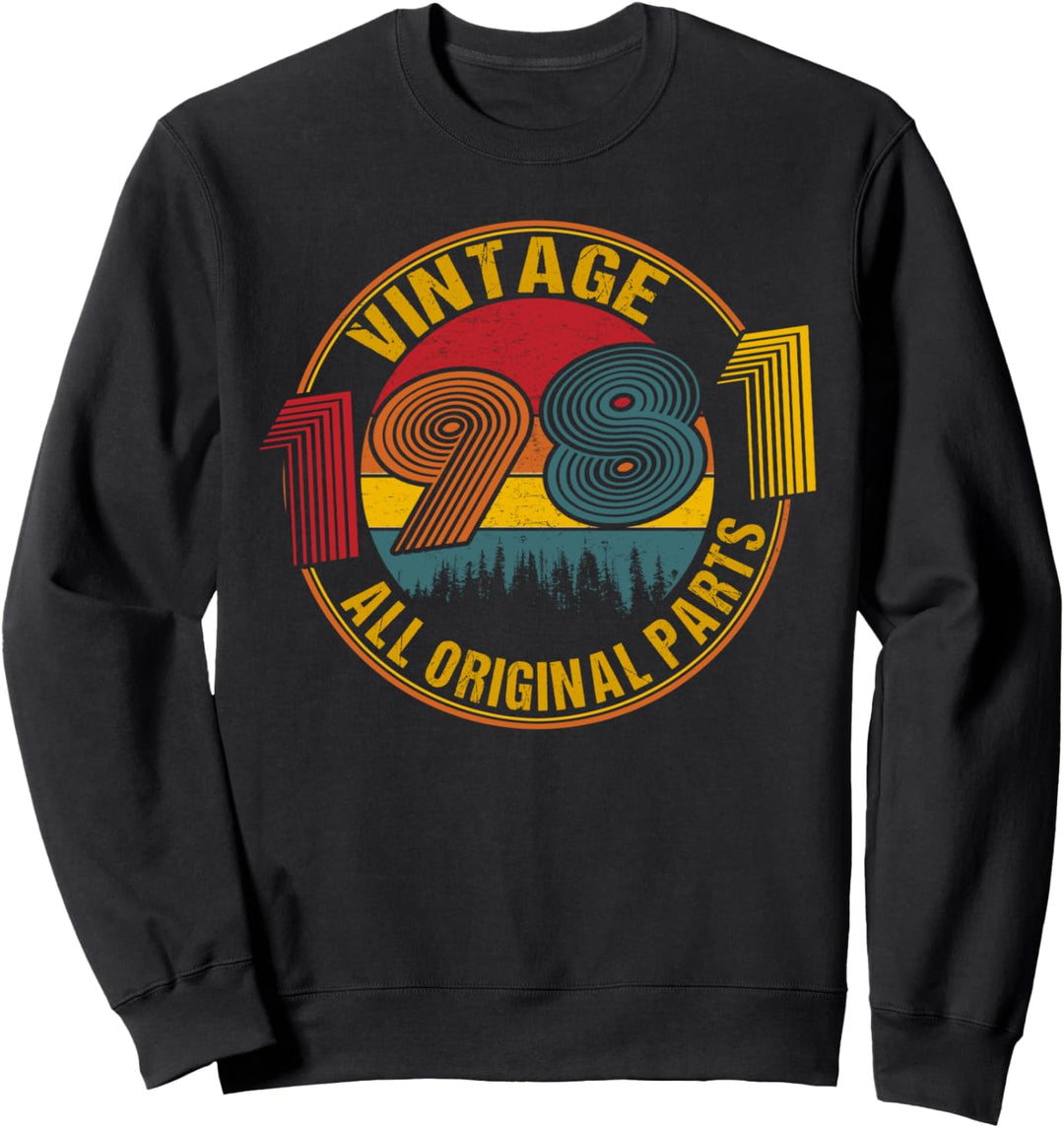 Vintage Born In 1981 Birthday Celebration Idea Retro Sunset Sweatshirt