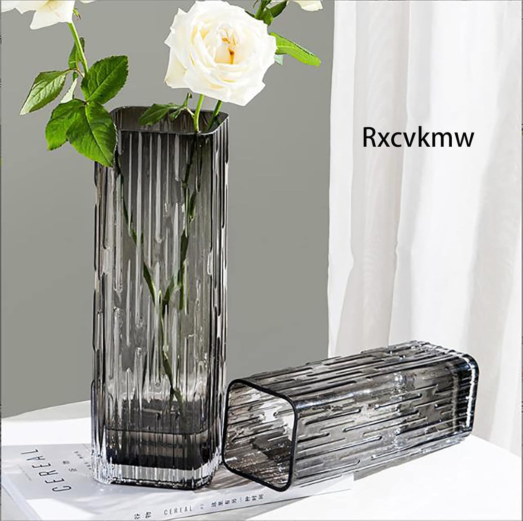 Rxcvkmw Moderne, minimalistische Glasvase, quadratische Vase, Kristallglasvase, Vase, trockene Vase