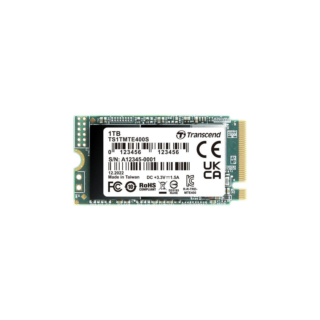 Transcend MTE400S 1 TB NVMe PCIe Gen3 x4 M.2 2242 Internal Solid State Drive (SSD) 3D TLC NAND (TS1T
