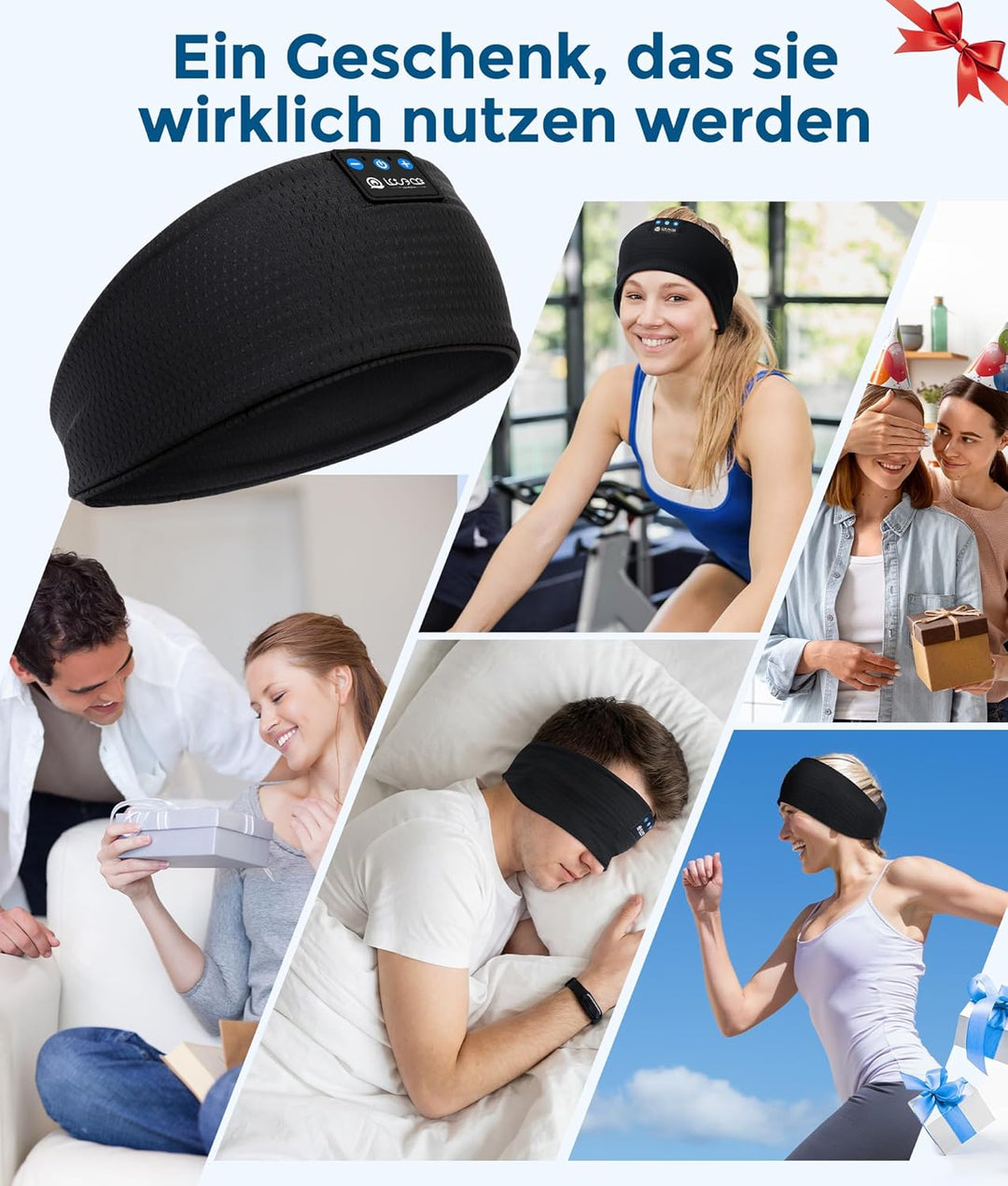 LOVE EYE Schlafkopfhörer Bluetooth, Schlaf Stirnband Kopfhörer Headband Schlafmaske, Sportskopfhörer