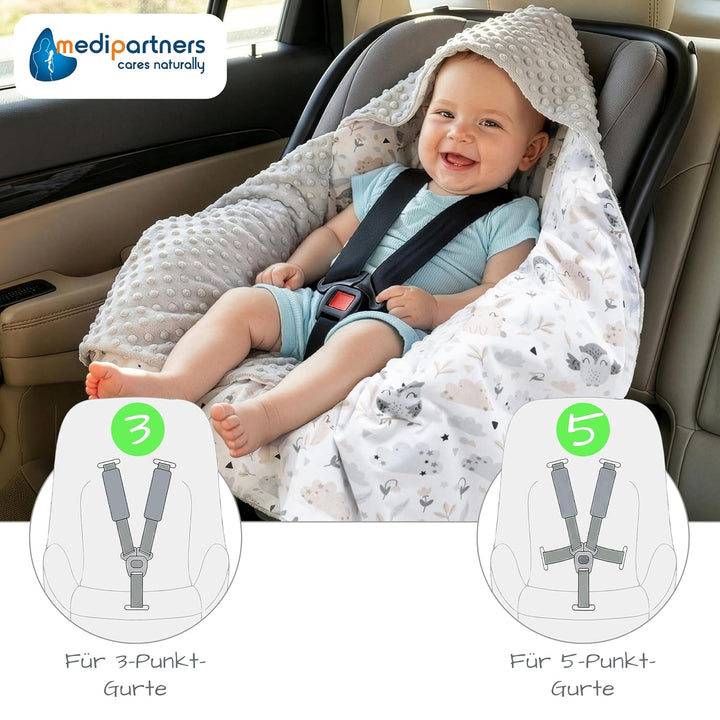 Medi Partners Einschlagdecke 100% Baumwolle 85x85cm Kuscheldecke für Kinderwagen Babyschale universa