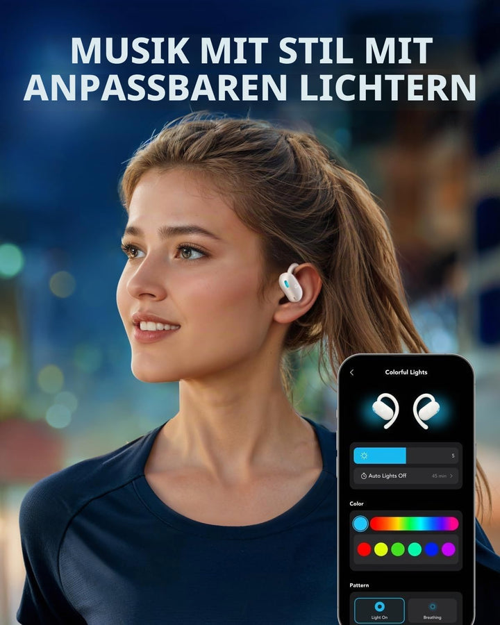 soundcore Anker V20i Open-Ear Headphones, Adjustable Ear Hooks, Noise-Free Calls, IP55, LED, 36 Hour