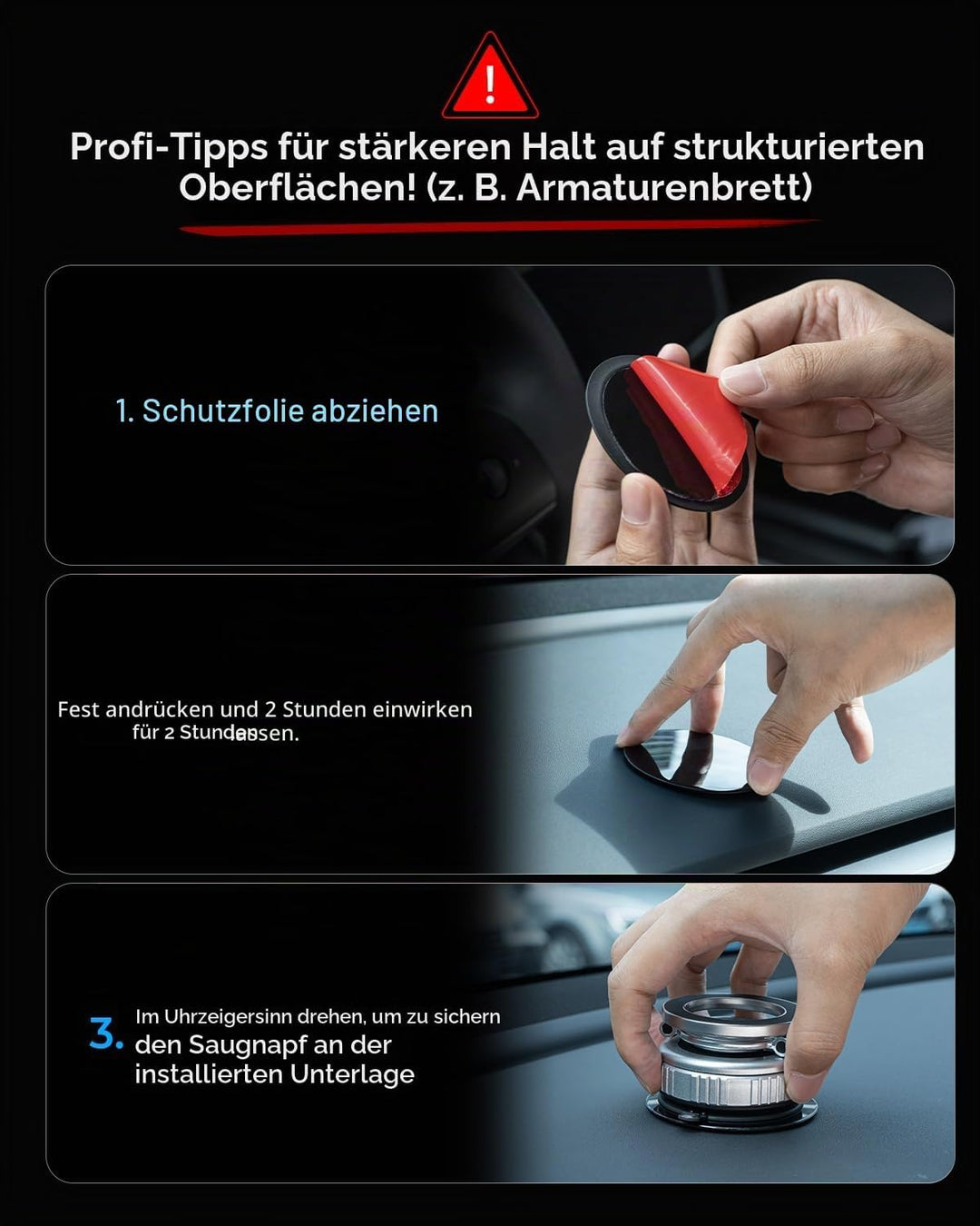 DIMONCOAT 2026 Verbesserte 360° drehbare Vakuum-Magnet-Handyhalterung für Auto, für Saugnapf-Handyha