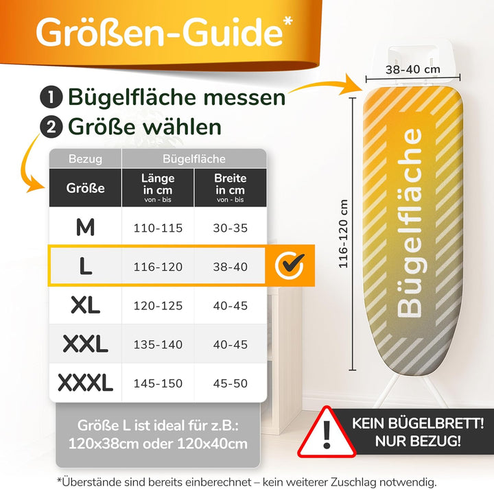 Super Soft 5 Schichten Turbo-Bügelbrettbezug 120x40, Vergleichssieger,Baumwoll-Polsterung, s