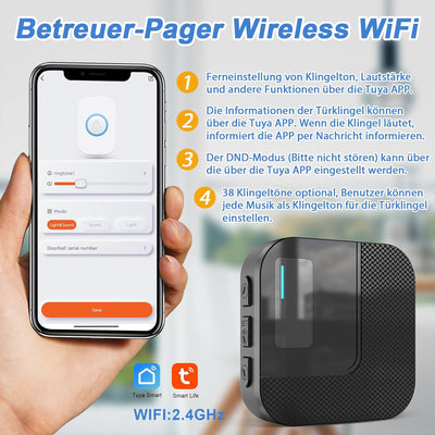 DAYTECH Notrufknopf für Senioren auf Handy, WiFi Tuya Smart Senioren Notfallknopf Alert System, Haus