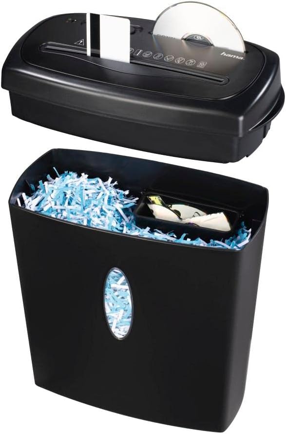 Hama Home N10CD 15L Aktenvernichter für Haus und Büro, (10 Blatt Aktenvernichter Plastikkarten-Akten