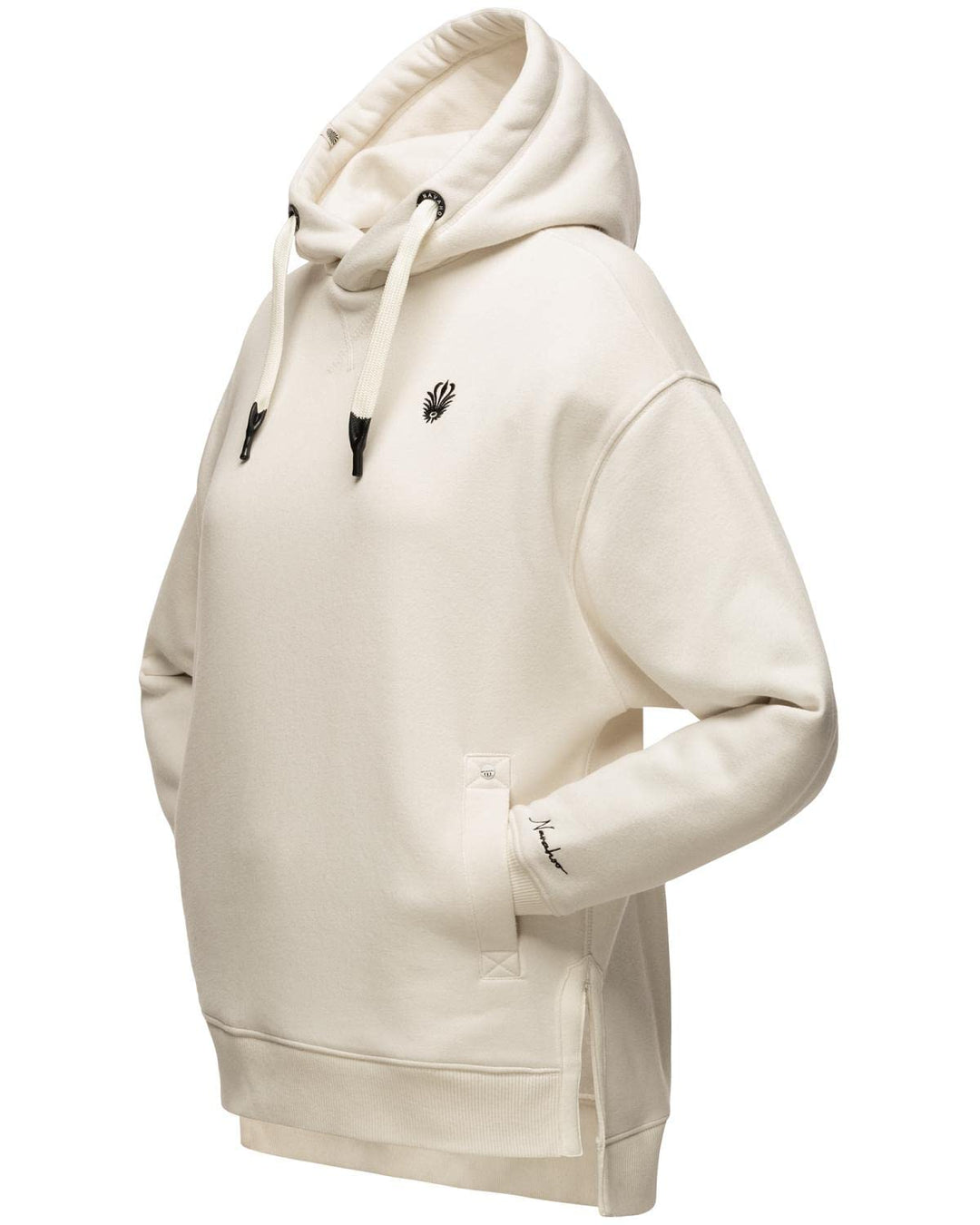 Navahoo Damen Sweatshirt Kapuzenpullover Oversize Long Hoodie Silberengelchen S-XXL M Offwhite, M Of