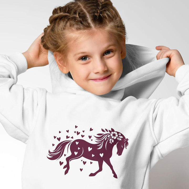 SpecialMe® Kinder Hoodie Mädchen Pferde Herzen Motiv Mädchengeschenke mit Pferde Herzchen Print Pfer