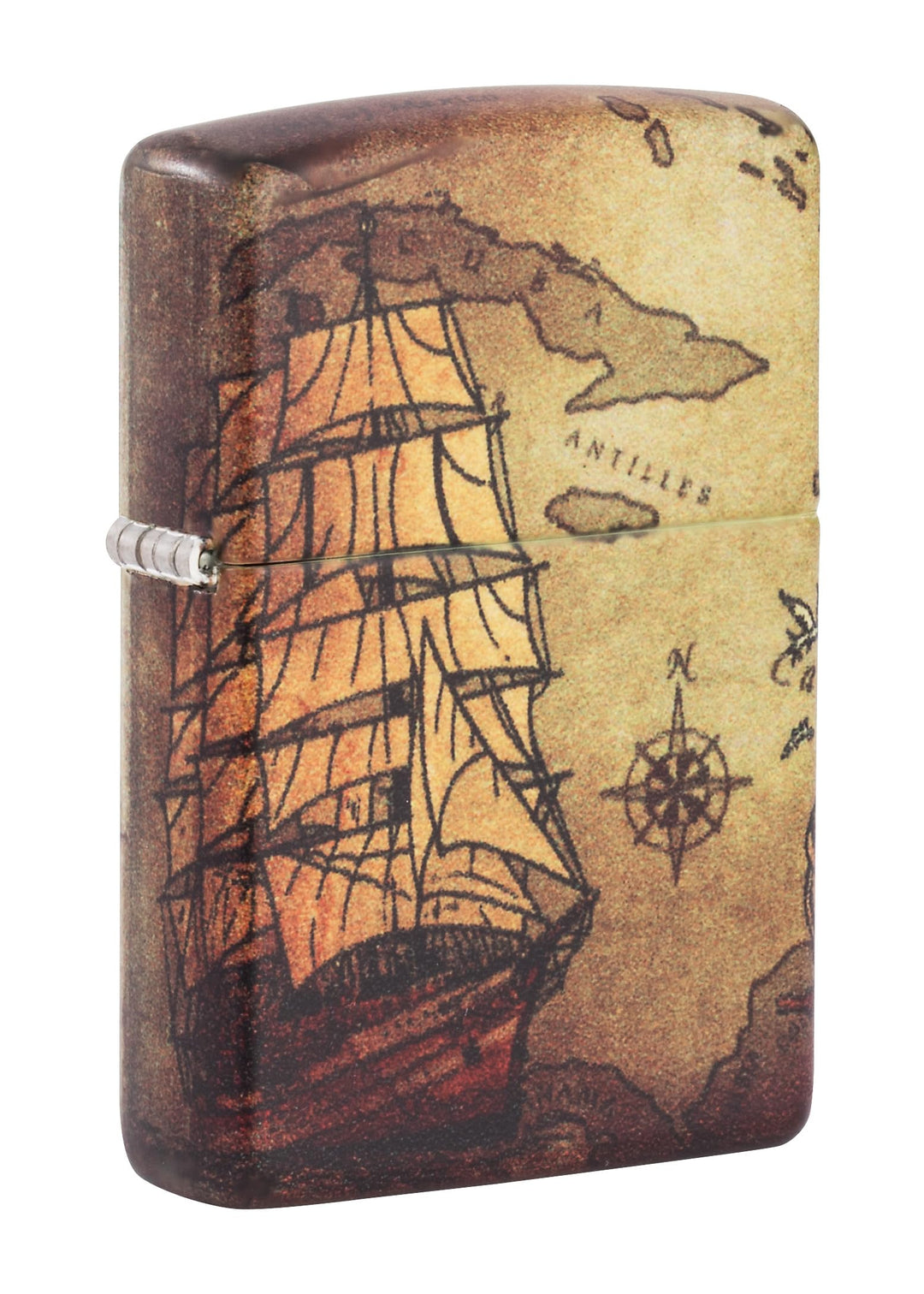 ZIPPO – Sturmfeuerzeug, Pirate Ship, 540° Color Image, White Matte, nachfüllbar, in hochwertiger Ges