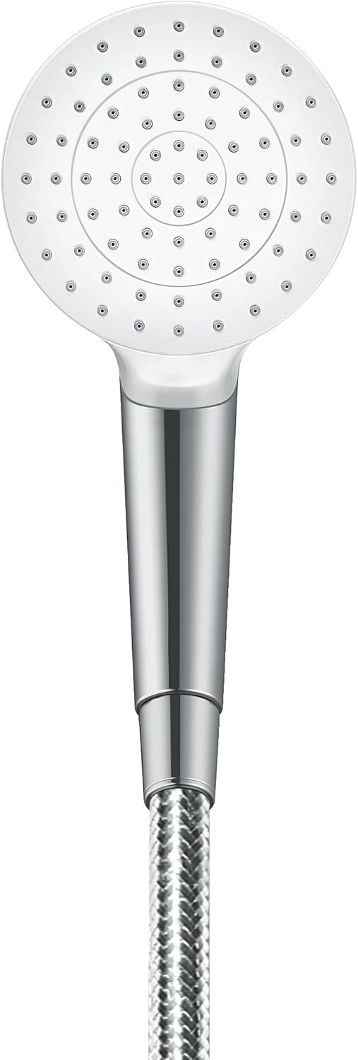 hansgrohe Crometta Duschhalterset, mit Duschschlauch, 1,60 m, wassersparend, Weiss/Chrom Set mit Bra
