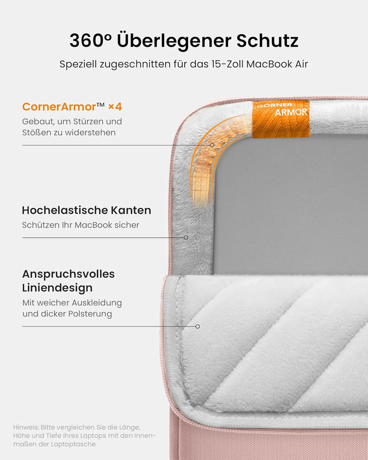 tomtoc 360° Laptop Tasche Hülle für 15-Zoll Neu MacBook Air M5 (2026), M4/A3241 (2025), M3/A3114, M2