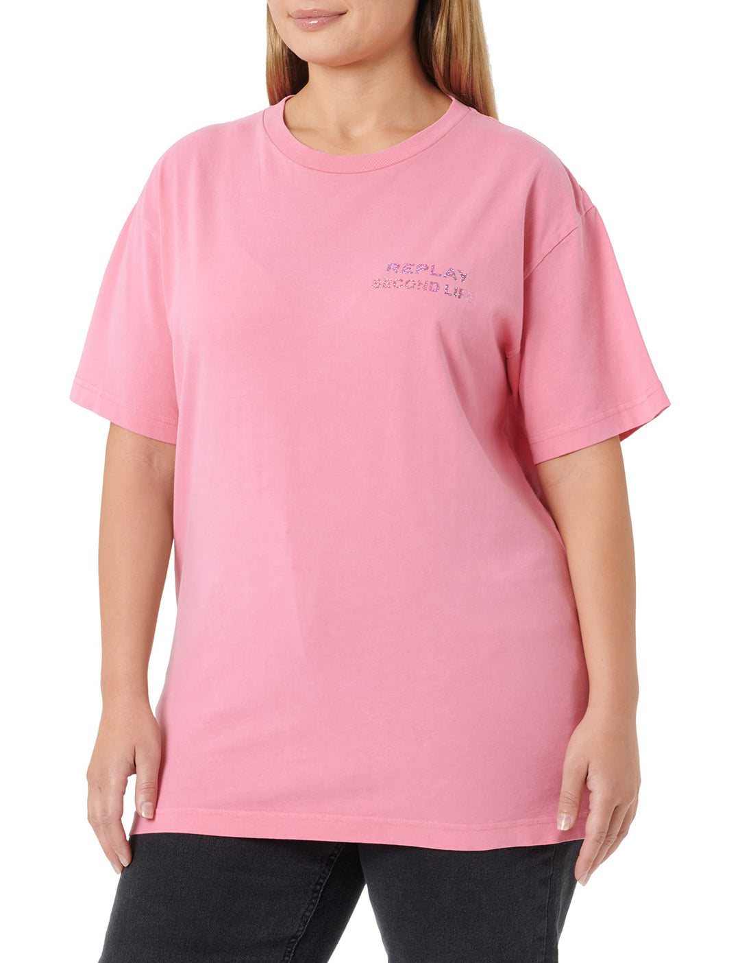 Replay Damen T-Shirt XL 363 Bright Fuchsia, XL 363 Bright Fuchsia