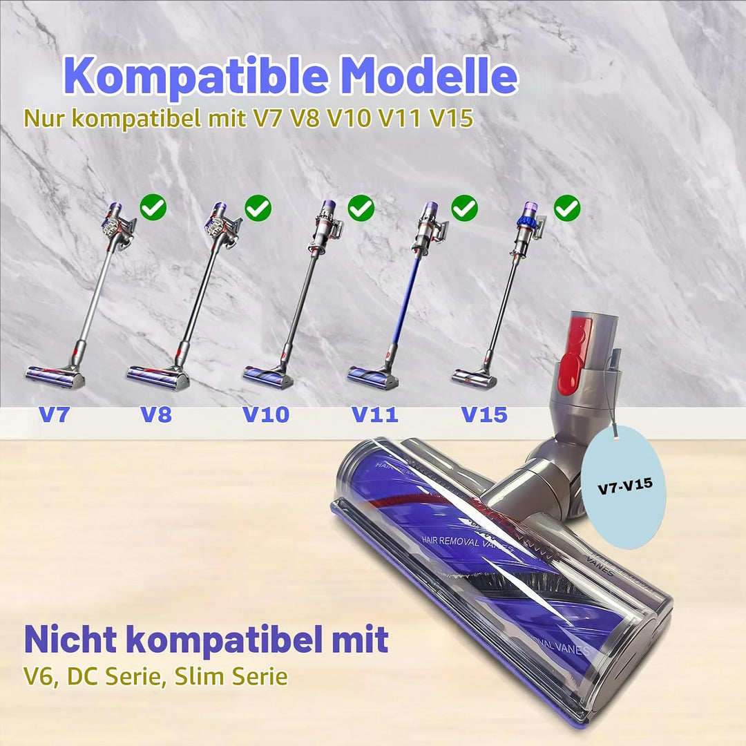Upgrade Verwicklungsfreie Direktantriebsbürste Staubsaugerbürsten kompatibel für Dyson V7 V8 V10 V11