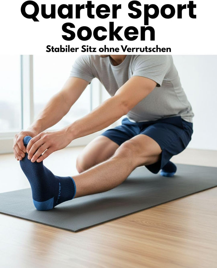 Sneaker Socken Quarter Sportsocken Herren & Damen (6 oder 12 Paar) Gepolstert mit Frotteesohle - Atm