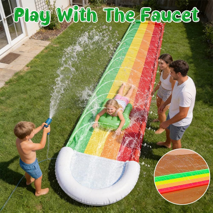 Wasserrutsche Garten für Kinder, 480x76 cm Aufblasbare Wasserrutsche mit Bodyboards, Single Watersli