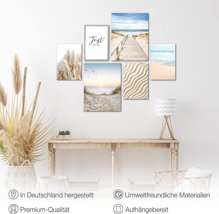 Novart Bilder Set - AUFHÄNGFERTIG - KEIN EXTRA RAHMEN BENÖTIGT - Meer Modern Paradies Strand - Wohnz