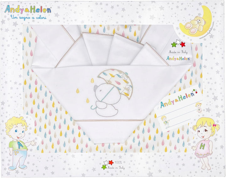 ANDY & HELEN Bettwäsche-Set für Kinderwagen, Bestickt, Spannbettlaken mit Gummibändern und Kissenbez