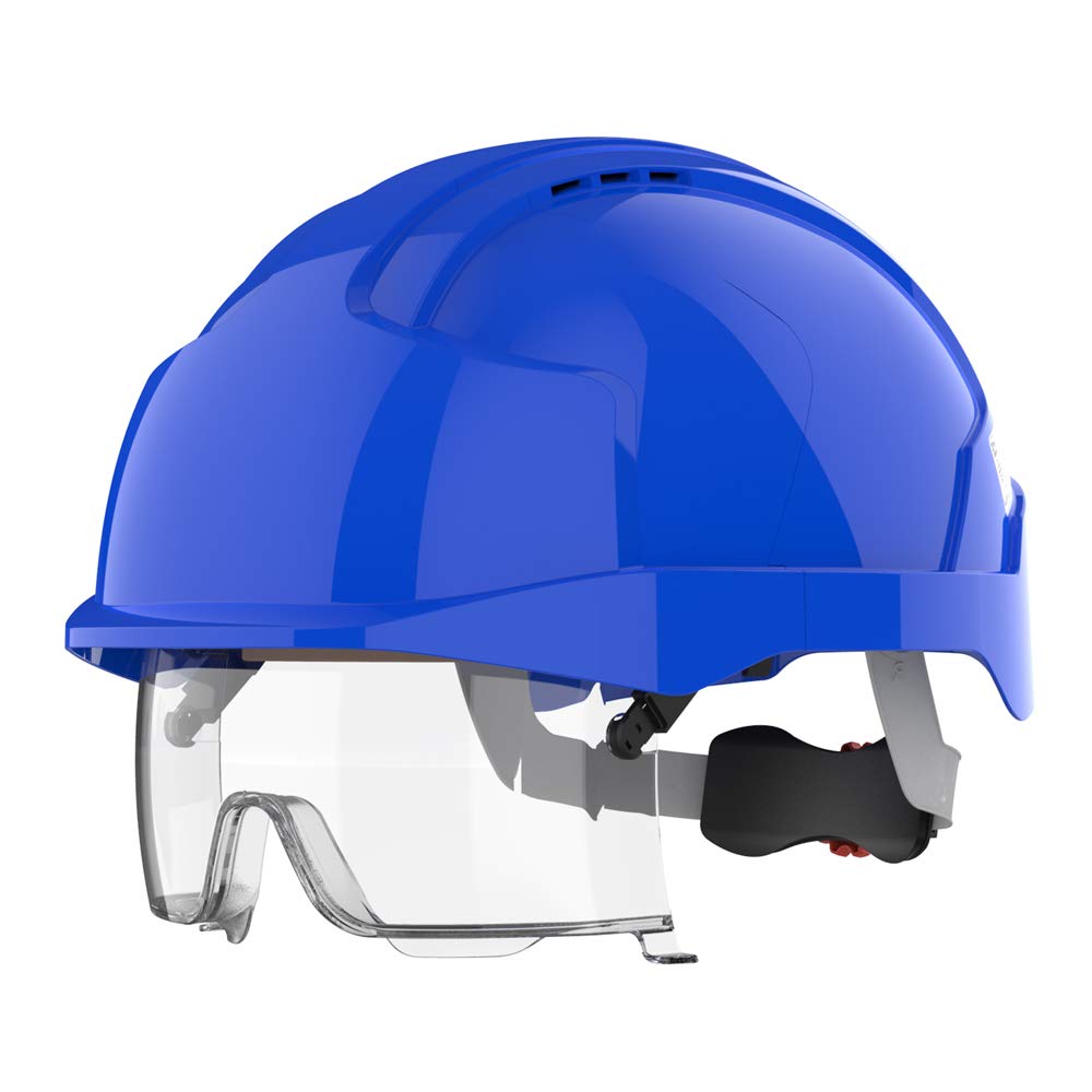 JSP EVO VISTAlens Sicherheitshelm mit integrierter Schutzbrille JSP AMB170-006-F00, Blau/Blau (280-E