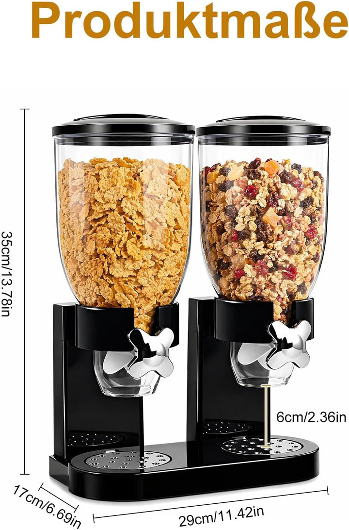 2er Set Müslispender 2L, luftdicht, für Müsli Cornflakes Reis Getreide | Kunststoff, für Vorratsorga
