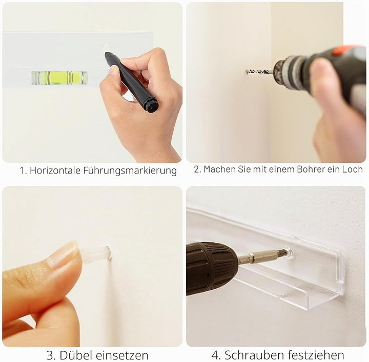 6 Stück Schallplatten Wandhalterung, 30,5 X 4,5 X 4,5 cm Schallplattenständer, Schallplattenregal, S
