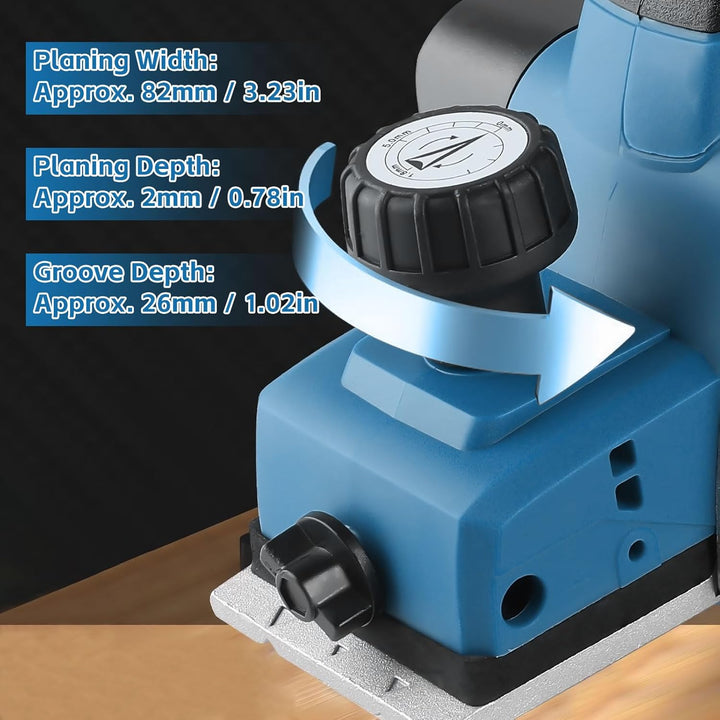 Akku-Hobel kompatibel mit Makita 18V-Akku (82mm, ohne Akku/ohne Ladegerät), 20.000 U/min, Bürstenlos