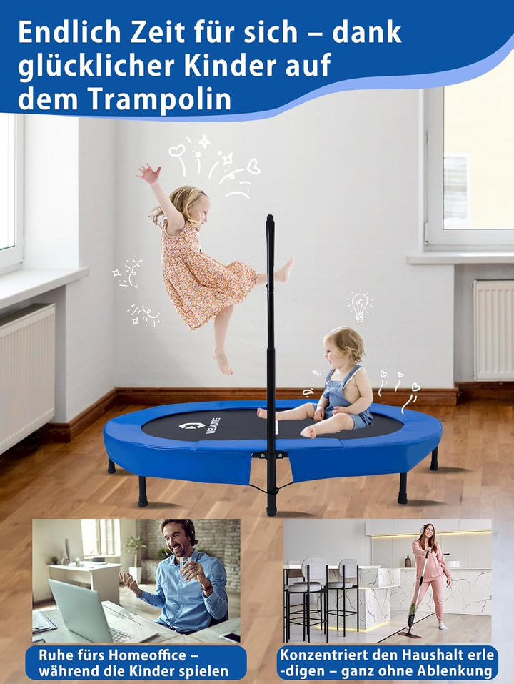 Ovales Indoor Trampolin für 2 Personen geräuscharm belastbar bis 150kg Ideal für Kinder &amp; Erwachsene