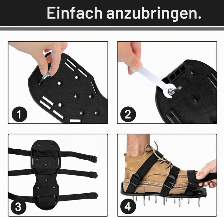 Rasenbelüfter Schuhe Nagelschuhe mit Klettverschluss Verstellbare Gurte für Rasen belüften Professio