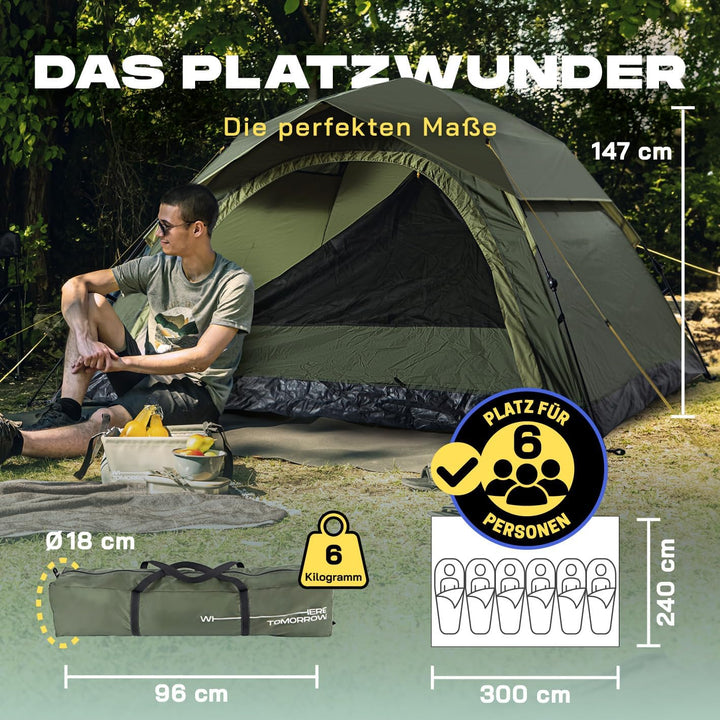 Where Tomorrow Pop Up Zelt | 2-3 Personen Zelt, 4 Personen Zelt oder 5-6 Personen Zelt | Wetterfeste