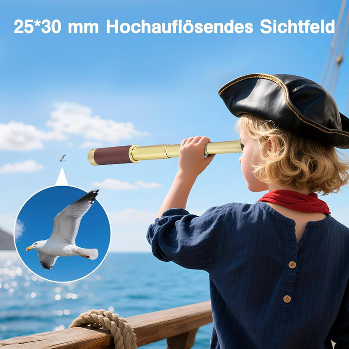 Laupha Retro Pirat Teleskop Monokular 25x30 Zoomable Vintage Kapitän Jack Spyglass BAK-4 Linse Fernr