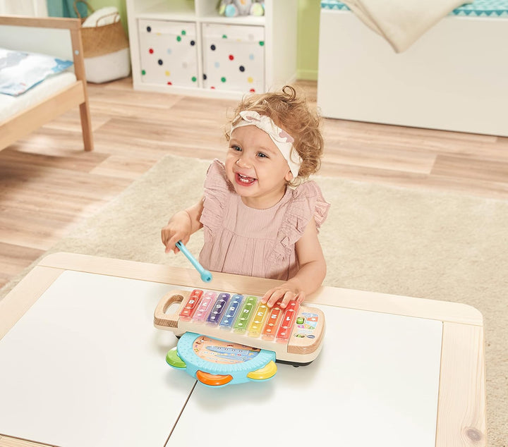 VTech Baby interaktives Holzxylophon mit Tamburin – leuchtendes Musikspielzeug aus 100 % FSC®-Holz –