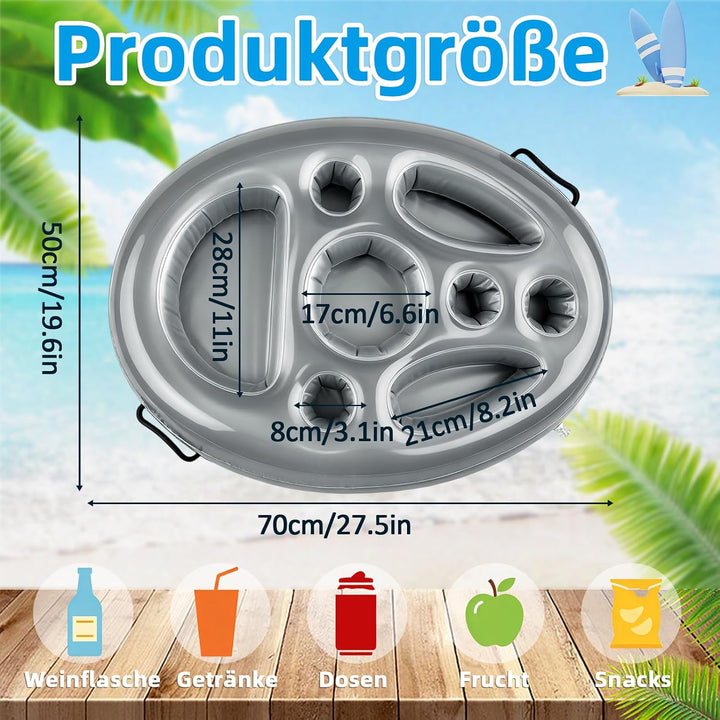 Morofme Getränkehalter Pool, 2 in1 Snackhalter Aufblasbarer Getränkehalte 8 Löcher Grosse Kapazität,