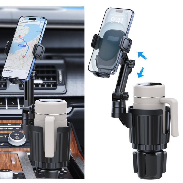 Getränkehalter Handyhalterung, 2-in-1 Universal-Getränkehalter-Expander mit langem Arm, 360° drehbar