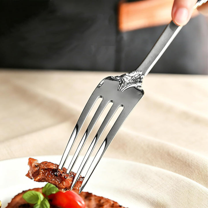 Prächtiges Barock Gold Silber 18/10 Edelstahl Besteck-Set mit 20 Teilen, rostfreies Edelstahl Bestec