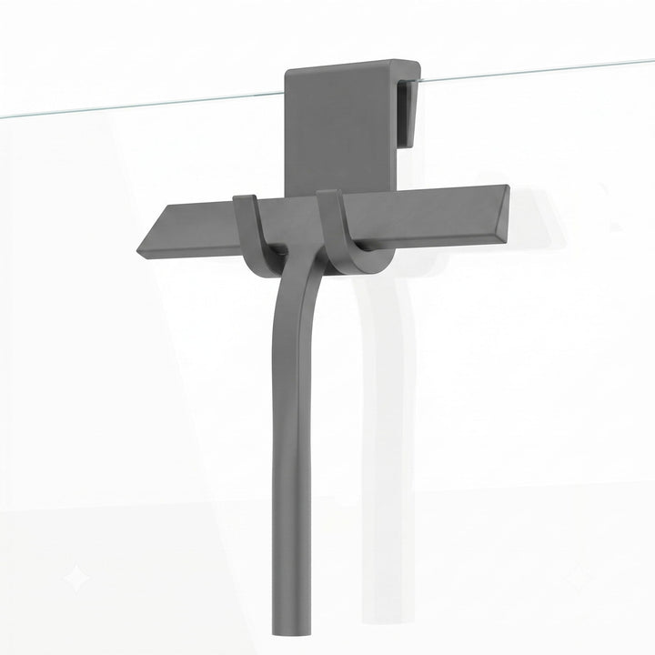 Duschabzieher Silikon Grau 23 cm Wischbreite - Scheibenabzieher mit Halterung - Duschkabinenabzieher