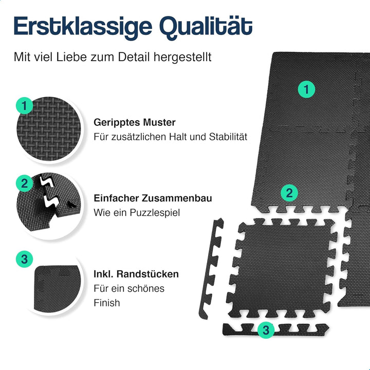 Hulser Fitness Puzzlematte - 30 x 30 cm - Bodenschutzmatten für Sporträume - Unterlegmatte, Fitnessm