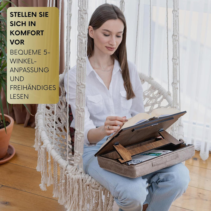Vigo Wood Buchständer mit Stauraum, Buchhalter, Leseständer, Kochbuchhalter, Rezeptbuch Ständer, Hol
