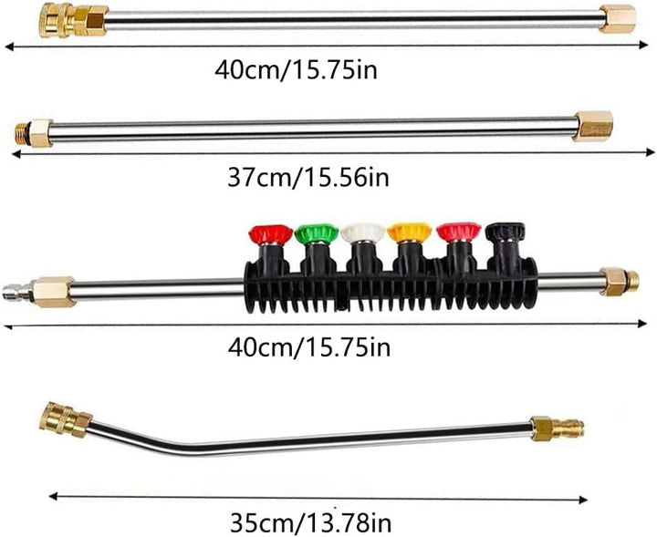 Hochdruckreiniger Verlängerung, 4000PSI Hochdruckreiniger Verlängerungslanze mit 6 Düsenspitze, 7Pcs