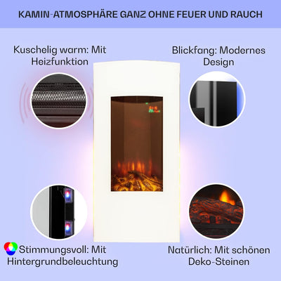 Klarstein Elektrokamin, Elektro Heizungen für Wohnzimmer & Innenräume, Elektrischer Kamin mit LED Fl