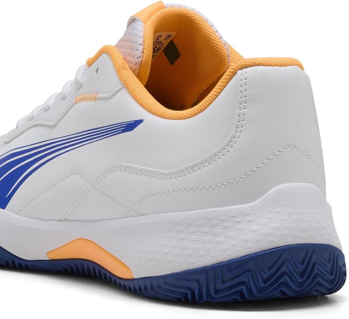 PUMA Unisex Nova Smash Tennis Shoe, 37 EU Puma White Vivid Blue Heat Fire Puma Black