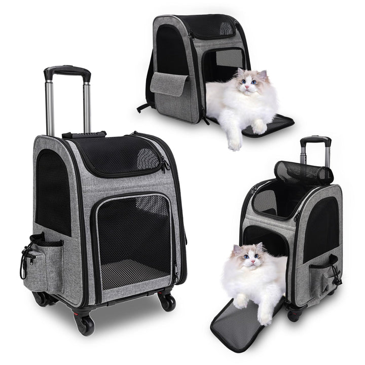 Rucksack für Katzen und Katzen, mit Rädern, für Hunde und Katzen bis zu 15 kg, ideal für Spaziergäng