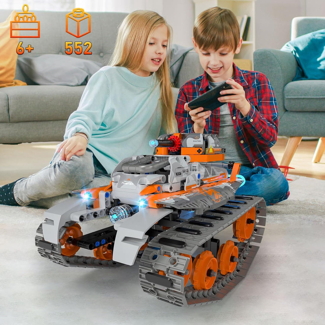 Technik Roboter Kinder für Jungen, 5-IN-1 Technik Bauspielzeug für Kinder mit App-Fernsteuerung, Pan