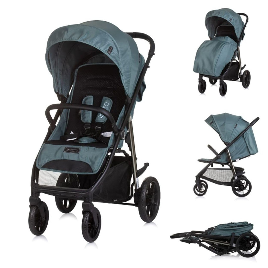 Chipolino Kinderwagen Buggy Insta, Fussabdeckung, Federung, Korb, Gurt, klappbar grün, grün