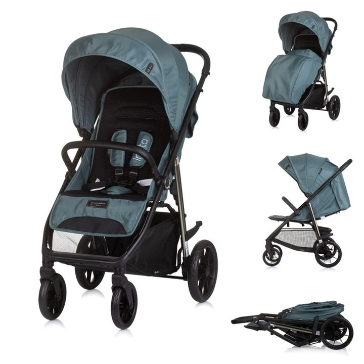 Chipolino Kinderwagen Buggy Insta, Fussabdeckung, Federung, Korb, Gurt, klappbar grün, grün