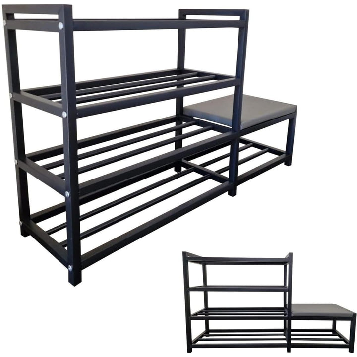 Maka Schuhregal Platzsparend, Schuhregal Mit Sitzbank Metall Schwarz, Shoe Rack Outdoor Wetterfest,