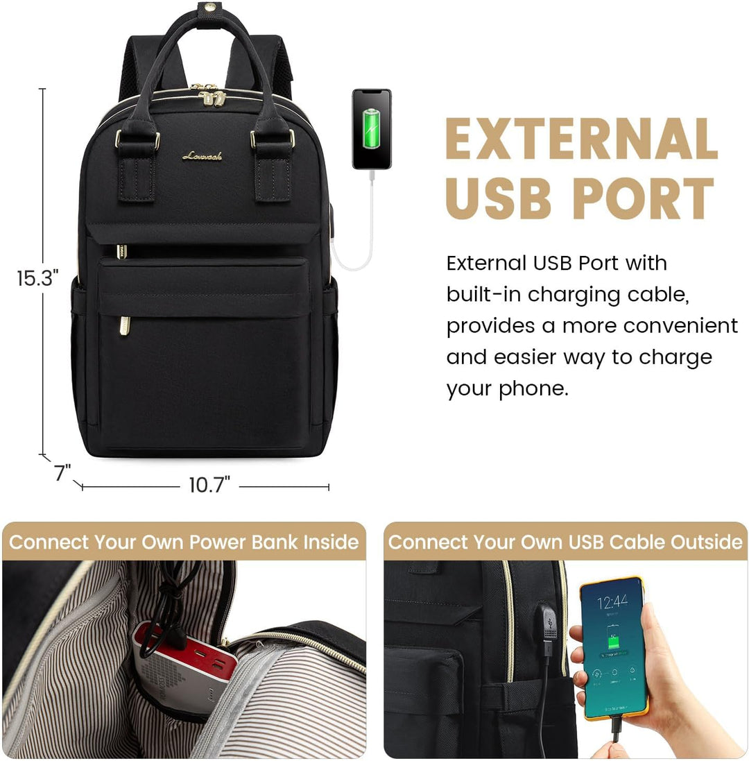 LOVEVOOK Rucksack Damen Klein, 14 Zoll Laptop Rucksack mit Laptopfach, Kleiner Wasserdicht Daypack E
