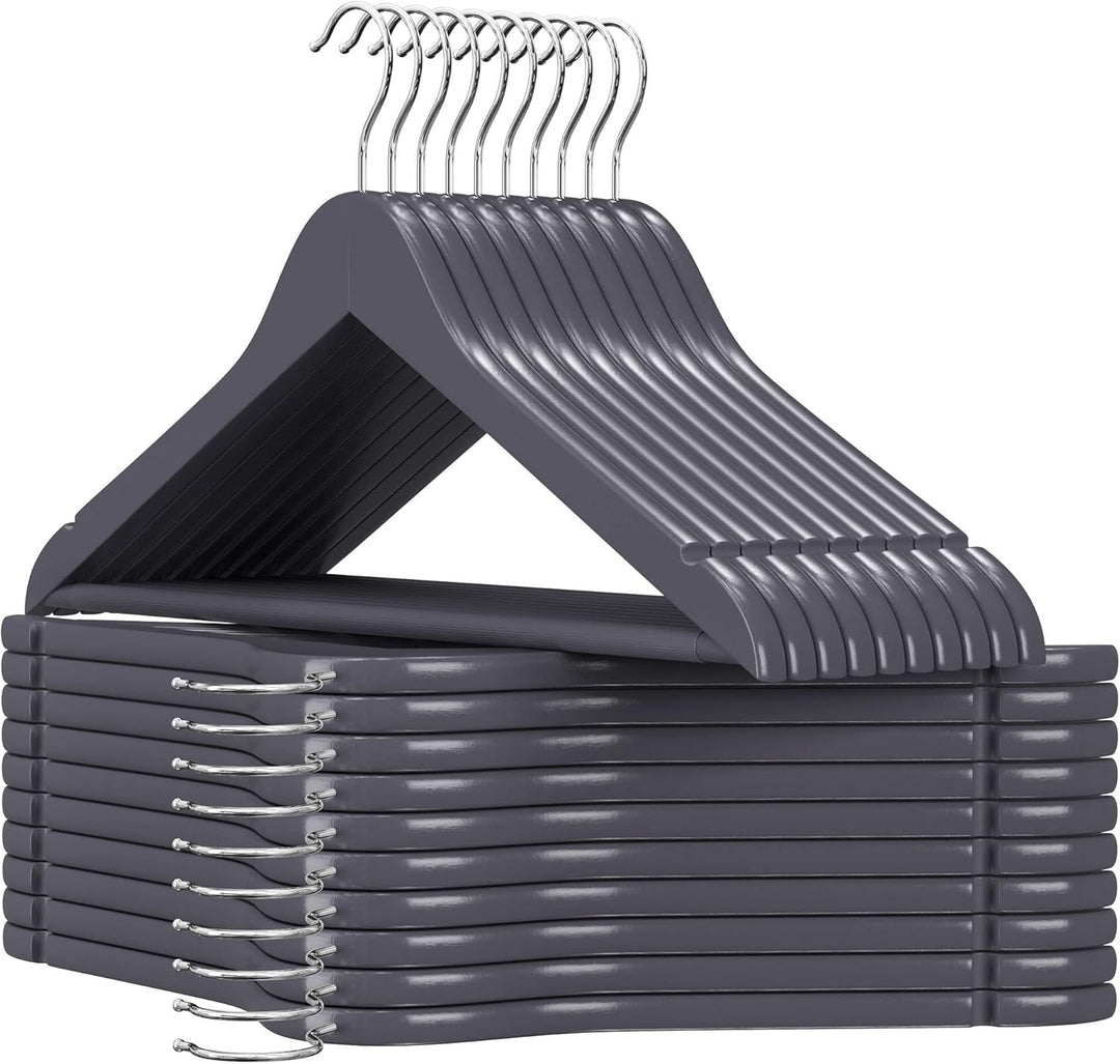 SONGMICS Kleiderbügel Holz, 20er Set, Bügel aus Massivholz, Einkerbungen im Schulterbereich, Rutschf