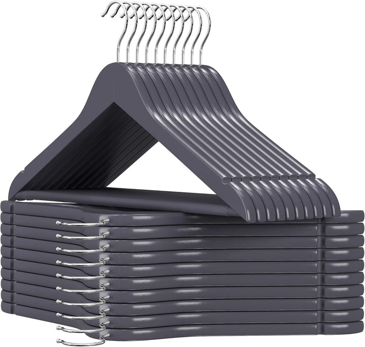 SONGMICS Kleiderbügel Holz, 20er Set, Bügel aus Massivholz, Einkerbungen im Schulterbereich, Rutschf