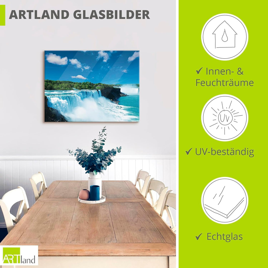 Glasbilder Wandbild Glas Bild einteilig 80x60 cm Querformat Natur Landschaft Wasserfall Niagara Fäll