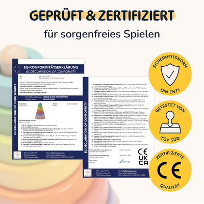 Merle Toys® Stapelturm Baby Holz - 100% FSC-zertifiziertes Holzspielzeug, Montessori Spielzeug, Stap