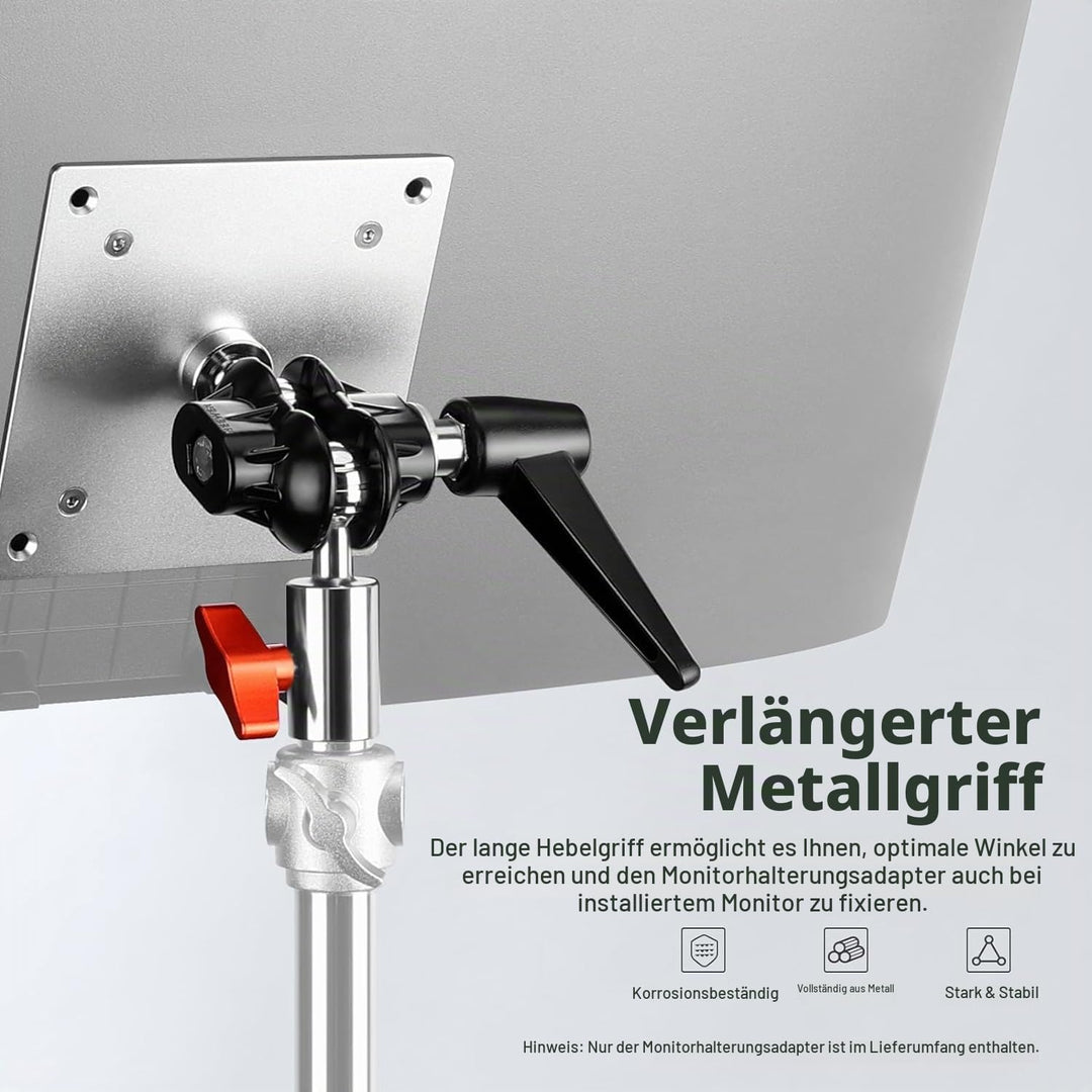 NEEWER Monitor Mount Adapter mit VESA Halterung, Aluminium Lichtstativ Adapter, Zwei 360° Kugelgelen